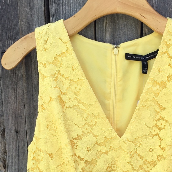 NWT White House Black Market Sleeveless Lace Sheath Dress 3D Appliqué Yellow 10 - Picture 4 of 16